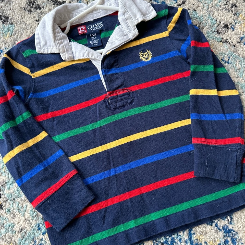 Chaps‎ Multi Colored Striped Long Sleeve Polo Shirt